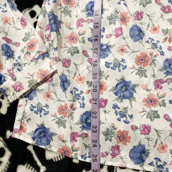 PETITE EXPRESS Vintage plus-size tie neck floral print blouse ~ XXL 2X sz 18 top - Picture 5 of 13